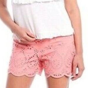 Southern Tide Alice Eyelet Scalloped Coral Pink Mid Rise Cotton - size 4